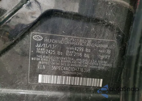 2013 Hyundai Sonata Se from USA, damaged, VIN 5NPEC4AC1DH776398